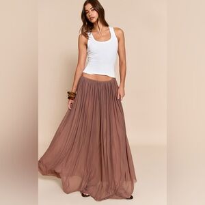 Pretty Little Thing Brown Mesh Drape Maxi Skirt